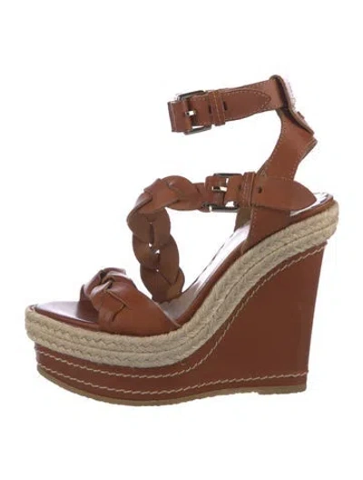 Pre-owned Mulberry Leather Braided Accents Espadrilles In Brown