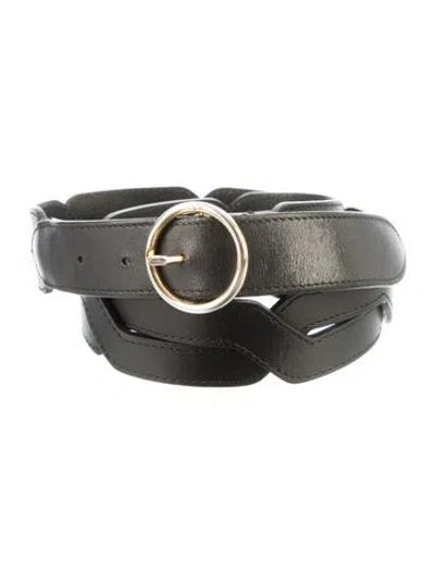 Pre-owned Mulberry Leather Braided Accents Waist Belt In Black