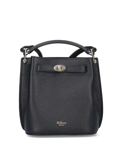 Mulberry Leather Bucket Bag With Logo In Black