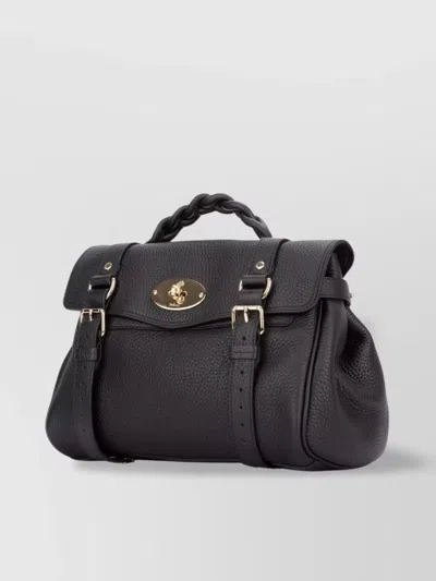 Mulberry Leather Chain Handle Shoulder Bag In Black