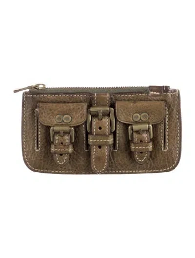 Pre-owned Mulberry Leather Coin Pouch In Green