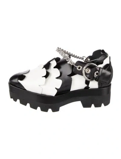 Pre-owned Mulberry Leather Colorblock Pattern Oxfords In Black