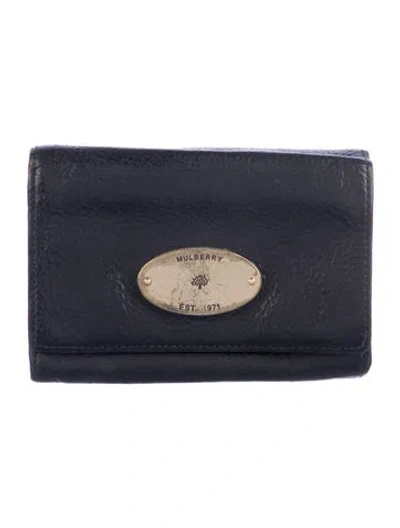 Pre-owned Mulberry Leather Compact Wallet In Black