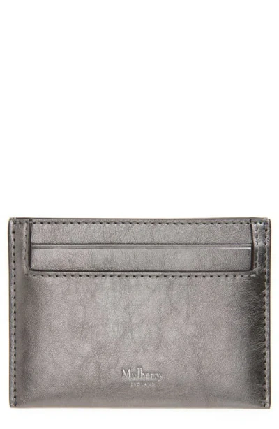 Mulberry Leather Continental Card Case In Pewter