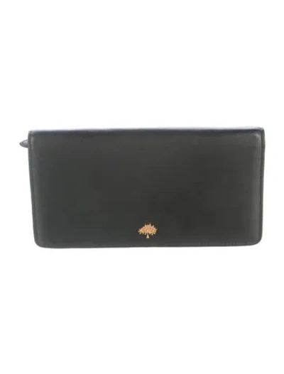 Pre-owned Mulberry Leather Continental Wallet In Black/green