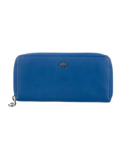 Pre-owned Mulberry Leather Continental Wallet In Blue