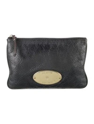 Pre-owned Mulberry Leather Cosmetic Pouch In Black