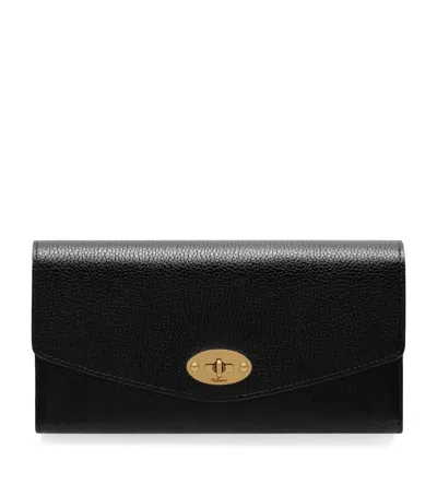 Mulberry Darley Black Clutch With Chain Shoulder Strap In Hammered Leather Woman