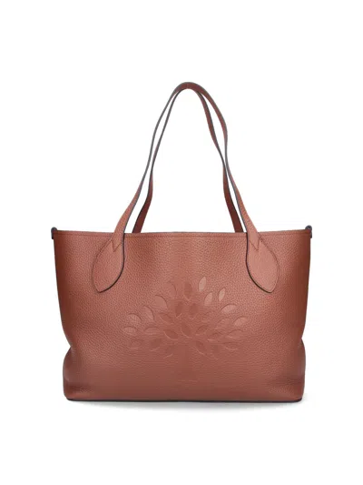 Mulberry Leather Embossed Tote Bag In Brown