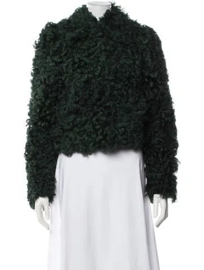 Pre-owned Mulberry Leather Faux Fur Jacket In Green