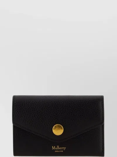 Mulberry Leather Foldover Top Purse In Black