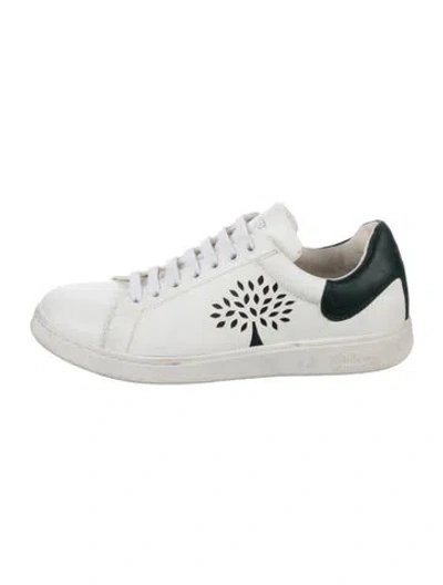Pre-owned Mulberry Leather Graphic Print Sneakers In White