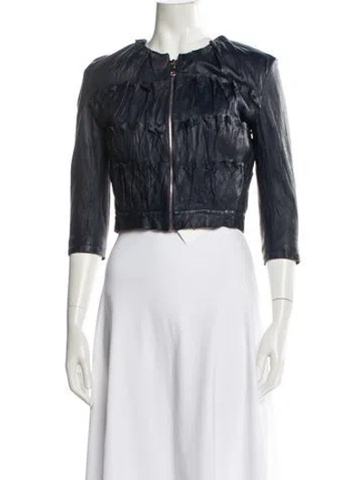 Pre-owned Mulberry Leather Jacket In Blue