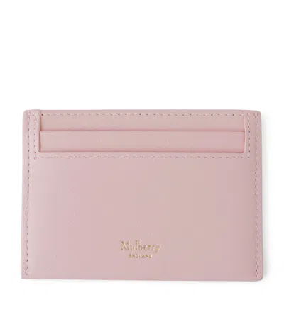 Mulberry Leather Logo Card Holder In Pink