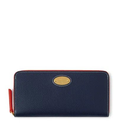 Mulberry Leather Logo Plaque Purse In Blue