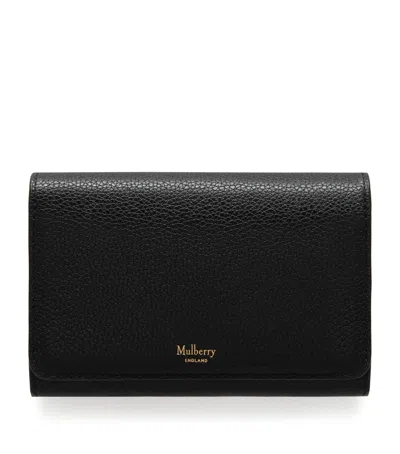 Mulberry Leather Medium Continental Wallet In Black