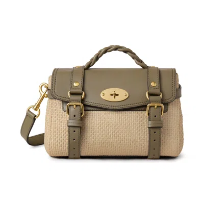 Mulberry Leather Mini Alexa Linen Green-natural