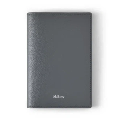 Mulberry Leather Passport Cover In Gray
