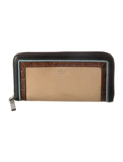 Pre-owned Mulberry Leather Printed Continental Wallet In Brown