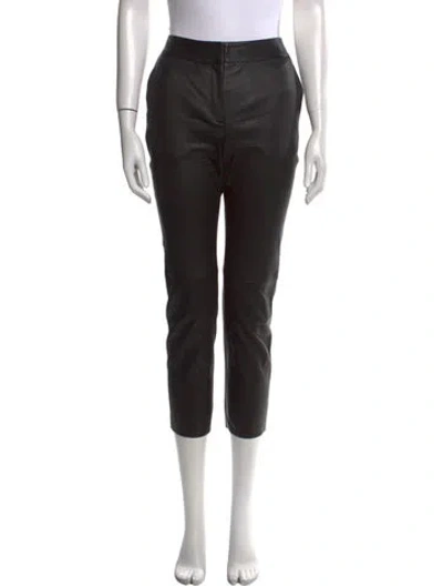 Pre-owned Mulberry Leather Straight Leg Pants In Black