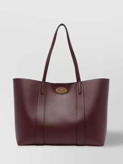 Mulberry Leather Textured Shoulder Bag With Dual Handles