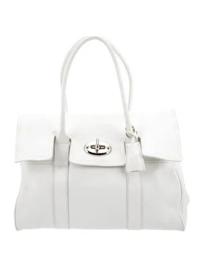 Pre-owned Mulberry Leather Top Handle Bag In White