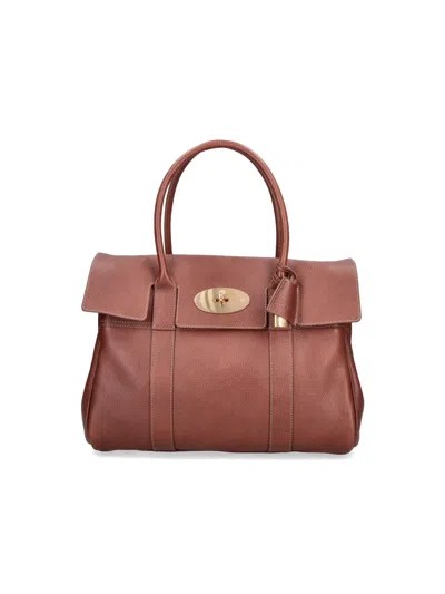 Mulberry Leather Top Handle Satchel In Brown