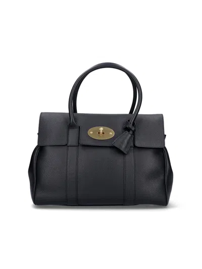 Mulberry Leather Top-handle Satchel Bag In Black