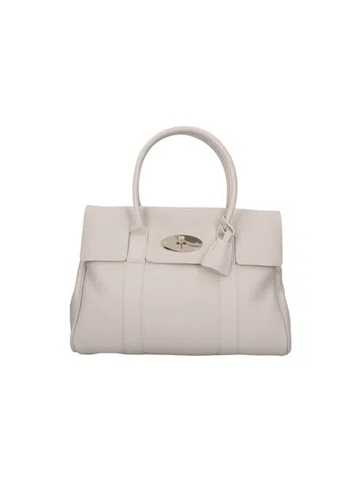 Mulberry Leather Top-handle Tote Bag In White