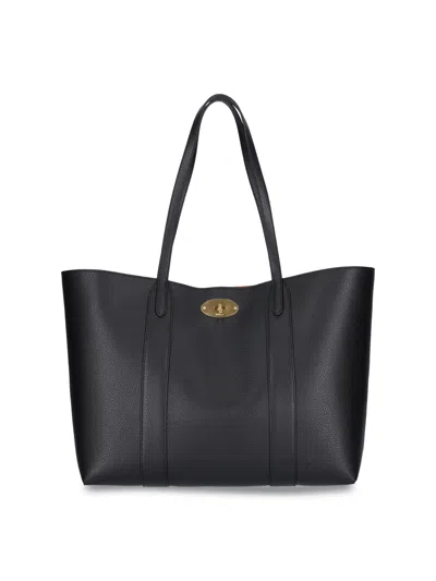 Mulberry Leather Tote Bag In Black