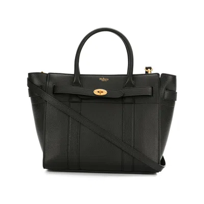 Mulberry Leather Tote Bag In Black