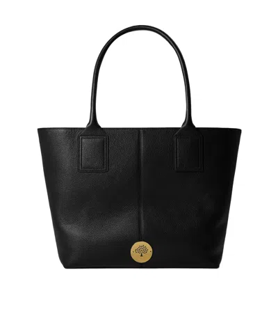 Mulberry Leather Tote Bag In Black
