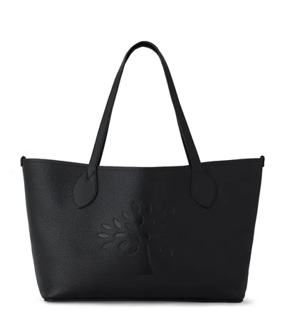 Mulberry Leather Tree Tote Bag In Black