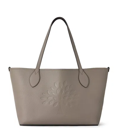 Mulberry Leather Tree Tote Bag In Gray