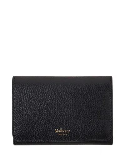 Mulberry Leather Tri-fold Wallet In Black