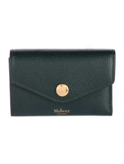 Pre-owned Mulberry Leather Trifold Wallet In Green