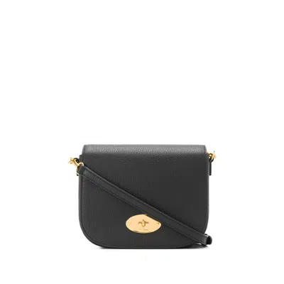 Mulberry Leather Twist-lock Crossbody Bag In Black