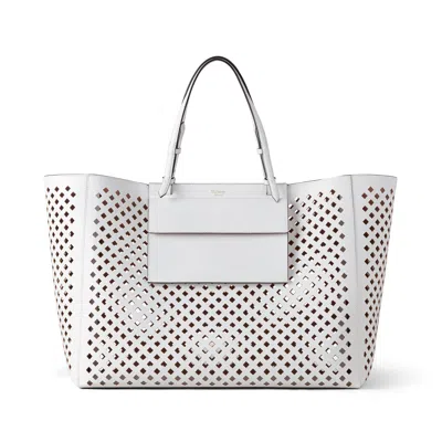 Mulberry Leather Xl Perforated Tote White