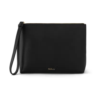 Mulberry Leather Zipped Cosmetic Pouch Black