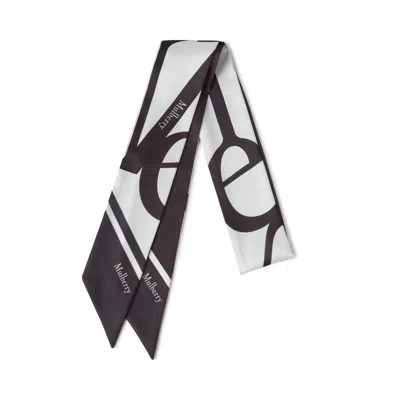Mulberry Lettering Skinny Scarf In Eggshell-black