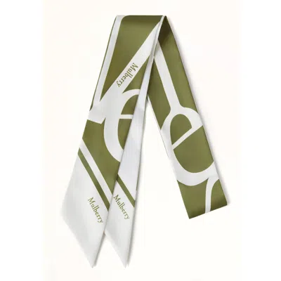 Mulberry Lettering Skinny Scarf In White