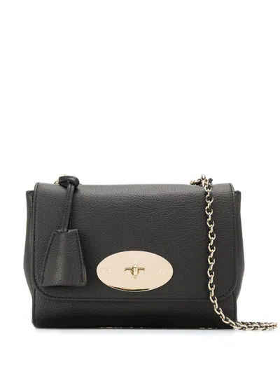 Mulberry 'lilly' Black Shoulder Bag With Twist Lock Closure