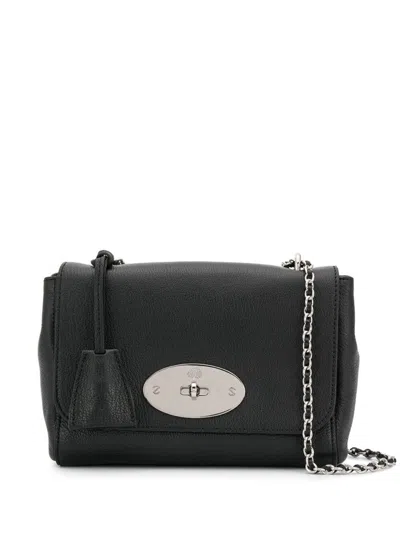 MULBERRY 'LILY' BLACK CROSSBODY BAG WITH TURN-LOCK CLOSURE AND CHAIN-LINK SLIDING SHOULDER STRAP IN LEATHER W