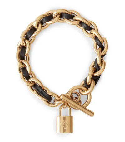 Mulberry Lily Leather Chain Bracelet In Black