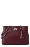 Mulberry Lily Chain Leather Tote In Black Cherry