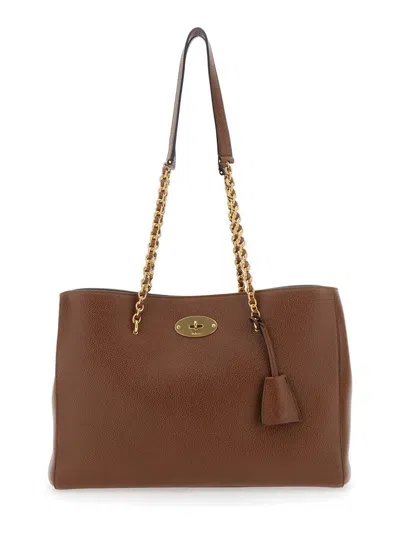 Mulberry Lily Chain Tote Small Classic Grain In Brown