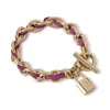 Mulberry Lily Leather Chain Bracelet Medium Orchid Bloom In Gold