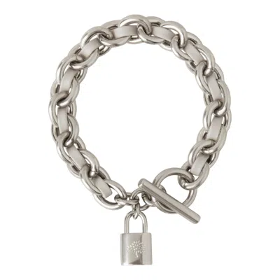 Mulberry Lily Leather Chain Bracelet In Silver