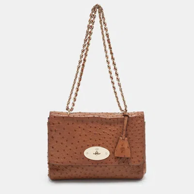 Pre-owned Mulberry Lily Medium Brown Ostrich Leather Shoulder Bag