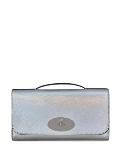 Mulberry Lily Metallic Clutch Bag In Silver